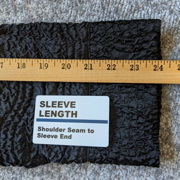 PULI Women Black Jacket Size M Textured Full-Zip and Buttons, Waist Tie, Pockets - Picture 9 of 12